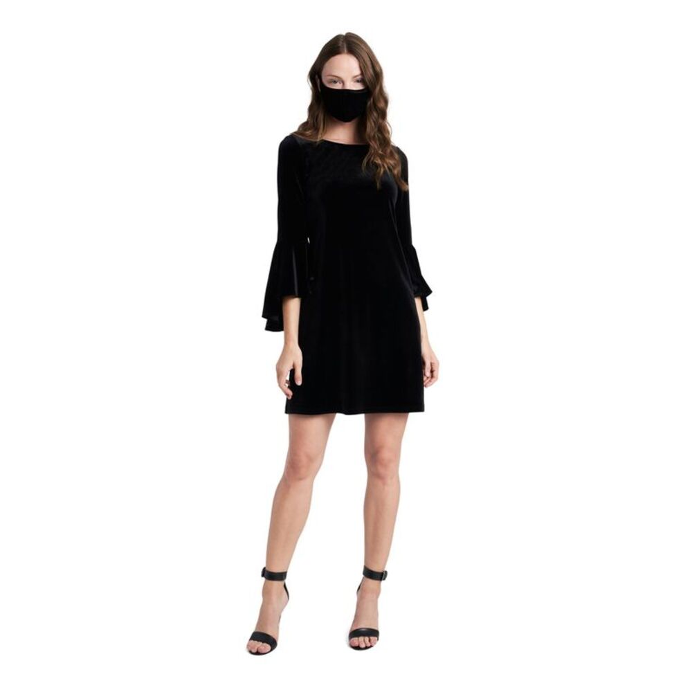 JBS LIMITED Womens Bell Sleeve Jewel Neck Above The Knee Shift Dress